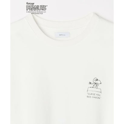 シップス エニィ SHIPS any SNOOPY コラボ ヴィンテージライク ペナント グラフィック プリント Tシャツ(ロンT)◆ （ホワイト系その他）｜詳細画像