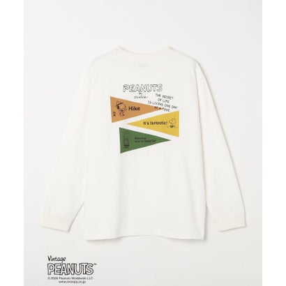 シップス エニィ SHIPS any SNOOPY コラボ ヴィンテージライク ペナント グラフィック プリント Tシャツ(ロンT)◆ （ブラック）｜詳細画像