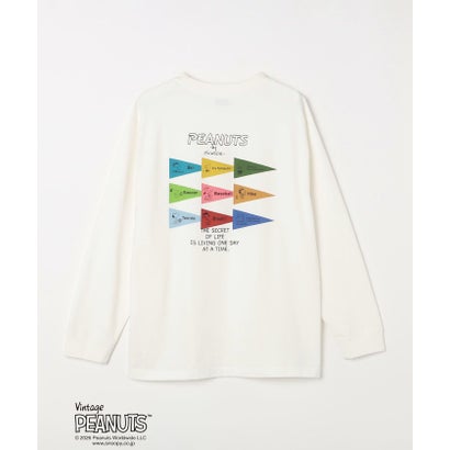 シップス エニィ SHIPS any SNOOPY コラボ ヴィンテージライク ペナント グラフィック プリント Tシャツ(ロンT)◆ （ブラック）｜詳細画像