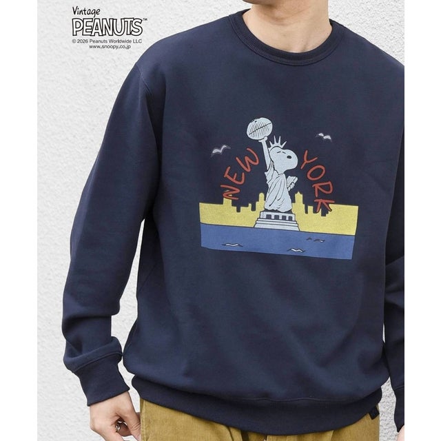 SNOOPY コラボ アメリカン ロケーション グラフィック プリント スウェット◆ （ネイビー）