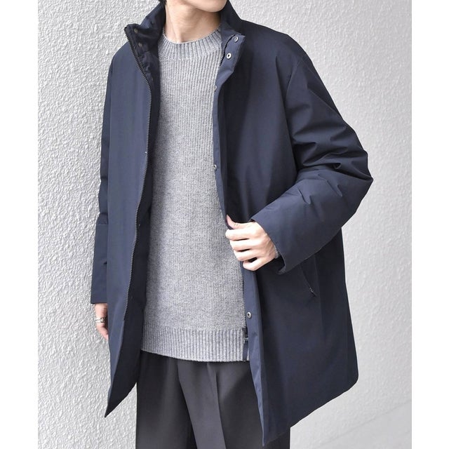 【WEB限定】〈撥水/防風等〉多機能  スタンドカラー ハーフ ダウン コート◆ （ネイビー）