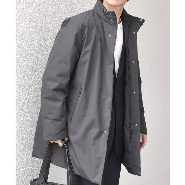 【WEB限定】〈撥水/防風等〉多機能  スタンドカラー ハーフ ダウン コート◆ （チャコールグレー）