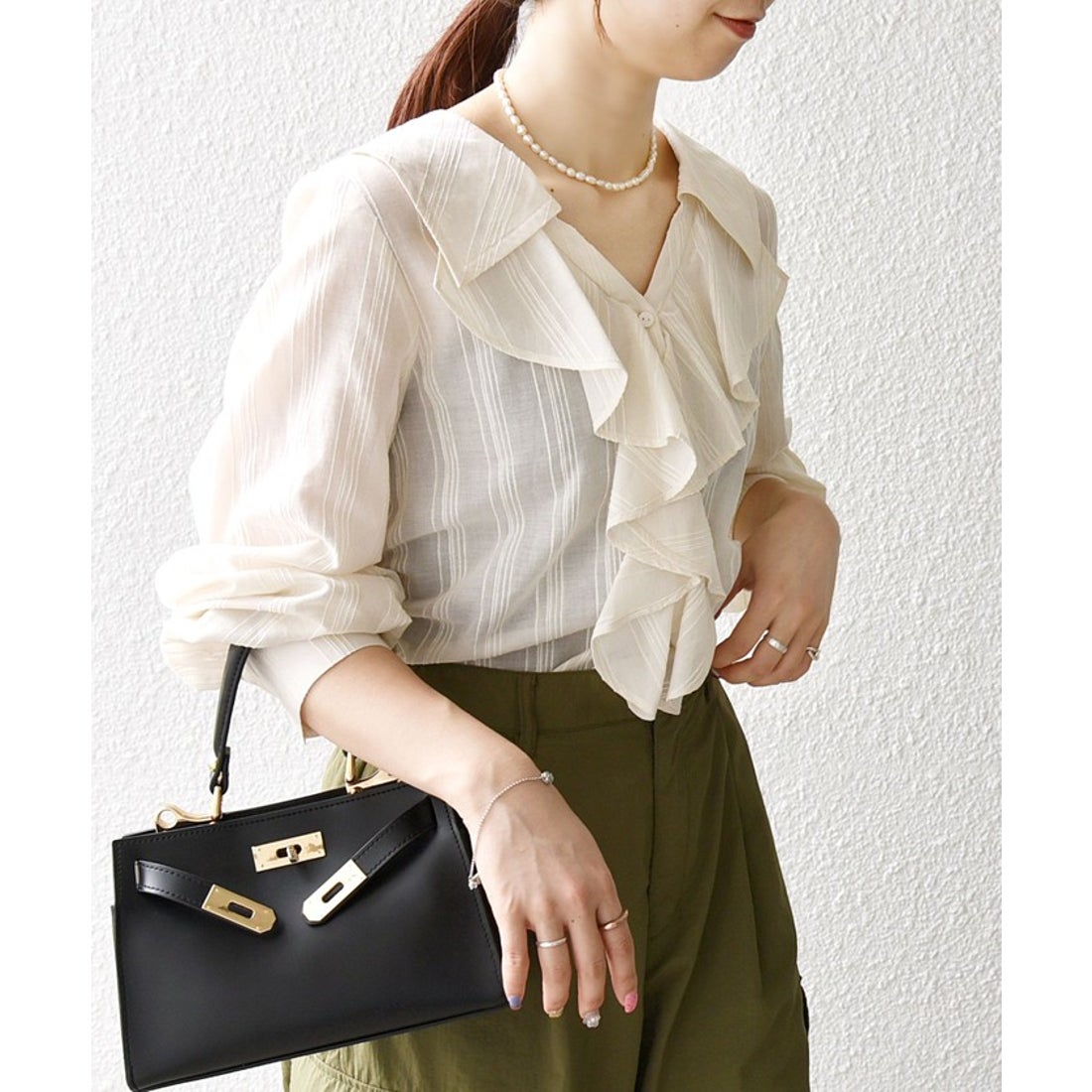 シップス エニィ SHIPS any SHIPS any: シアー ジャカード ラッフル 