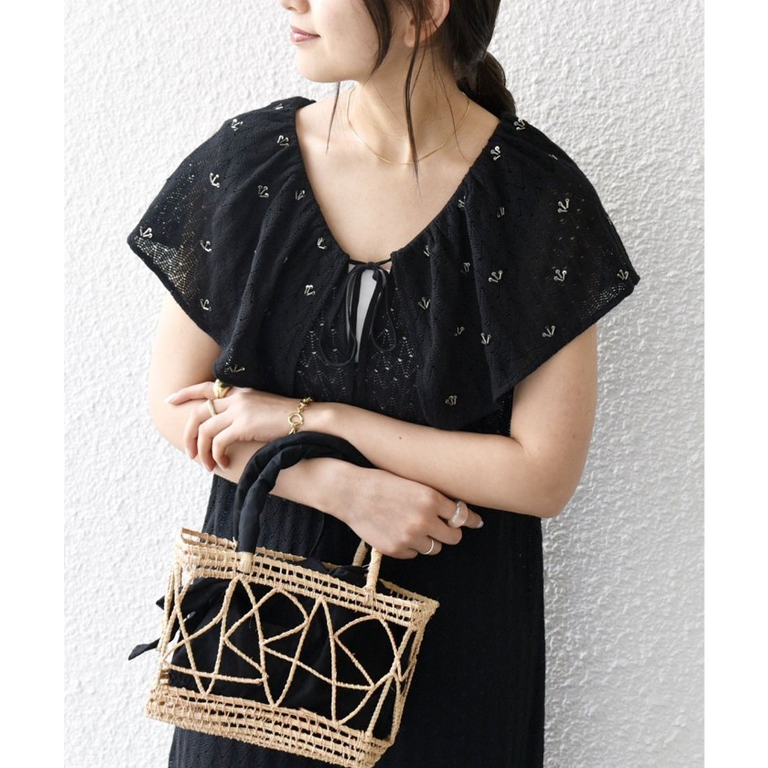 シップス エニィ SHIPS any bon_meur:〈手洗い可能〉ビーズ刺繍 エン