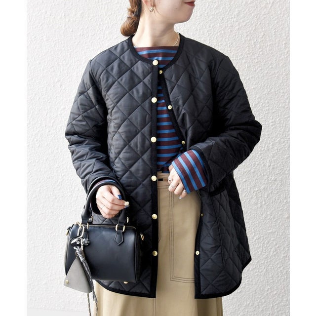 Traditional Weatherwear: ARKLEY Aライン ミドル ノーカラー コート （ブラック）