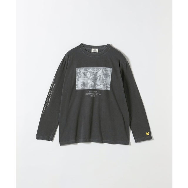 BALMYDAYS:〈洗濯機可能〉アート プリント ロングスリーブ TEE （ダークグレー）