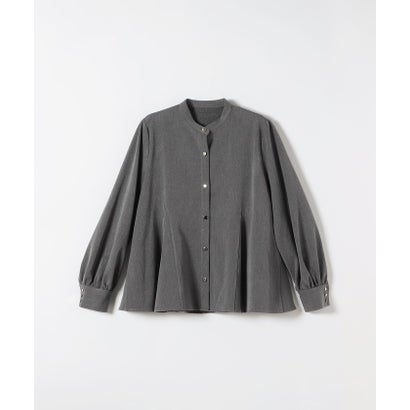 〈洗濯機可能〉裏起毛 バンドカラー フレア ブラウス［NAVY BLUE］ （ネイビー）｜詳細画像