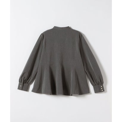 〈洗濯機可能〉裏起毛 バンドカラー フレア ブラウス［NAVY BLUE］ （グレー）｜詳細画像