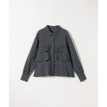 〈洗濯機可能〉フロッキー ドット ティアード シャツ ［NAVY BLUE］ （チャコールグレー）｜詳細画像