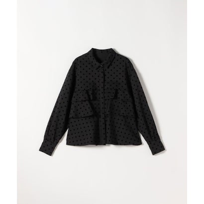 〈洗濯機可能〉フロッキー ドット ティアード シャツ ［NAVY BLUE］ （ブラック）｜詳細画像