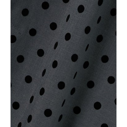 〈洗濯機可能〉フロッキー ドット レース ペプラム ワンピース ［NAVY BLUE］ （チャコールグレー）｜詳細画像