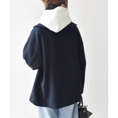 【WEB限定】カシミヤ ミックス テーラード ショート Pコート （ブルー系）｜詳細画像