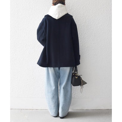 【WEB限定】カシミヤ ミックス テーラード ショート Pコート （ブルー系）｜詳細画像