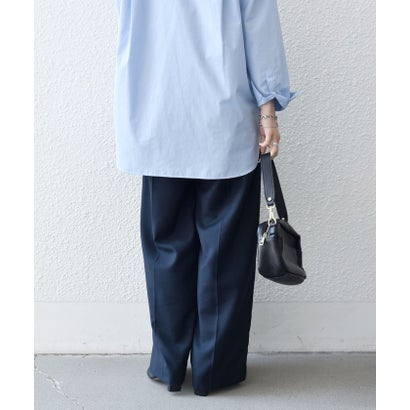 《予約》〈洗濯機可能〉グレンチェック センタープレス イージー ワイド パンツ［NAVY BLUE］ （グレー）｜詳細画像