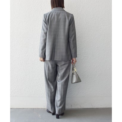 《予約》〈洗濯機可能〉グレンチェック センタープレス イージー ワイド パンツ［NAVY BLUE］ （グレー）｜詳細画像