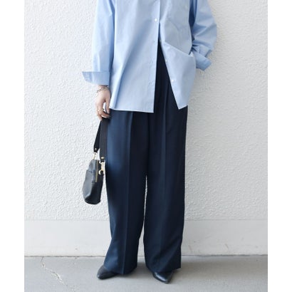 《予約》〈洗濯機可能〉グレンチェック センタープレス イージー ワイド パンツ［NAVY BLUE］ （ネイビー）｜詳細画像