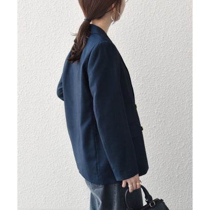 《予約》〈手洗い可能〉グレンチェック テーラード ダブル ジャケット［NAVY BLUE］ （ネイビー）｜詳細画像