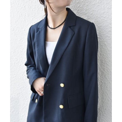 《予約》〈手洗い可能〉グレンチェック テーラード ダブル ジャケット［NAVY BLUE］ （ネイビー）｜詳細画像