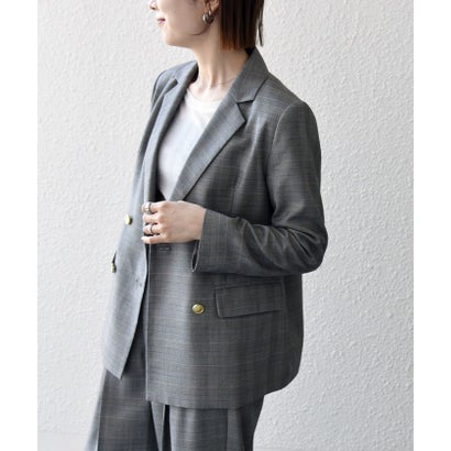 《予約》〈手洗い可能〉グレンチェック テーラード ダブル ジャケット［NAVY BLUE］ （ネイビー）｜詳細画像