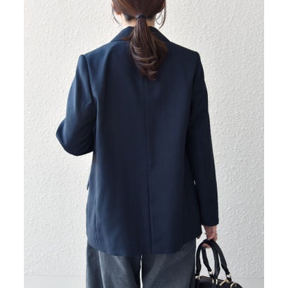 《予約》〈手洗い可能〉グレンチェック テーラード ダブル ジャケット［NAVY BLUE］ （グレー）｜詳細画像