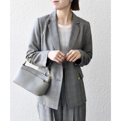 《予約》〈手洗い可能〉グレンチェック テーラード ダブル ジャケット［NAVY BLUE］ （グレー）｜詳細画像