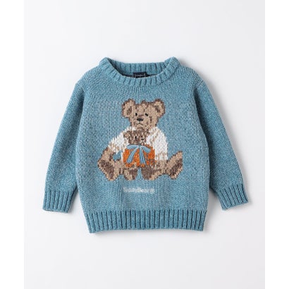 【一部WEB限定】100～140cm / 〈洗濯機可能〉TeddyBear(R) ジャカード モール ニット （ライトブルー）｜詳細画像