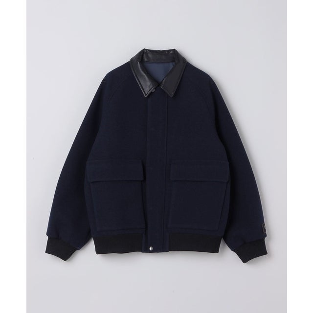 〈防風〉ウール ミックス ショート ブルゾン （ネイビー）