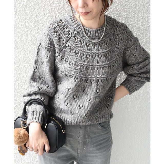 《予約》【WEB限定】〈手洗い可能〉ポインテール アイレット 切り替え ニット◆ （グレー）