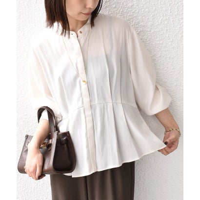 シップスカラーズ SHIPS Colors 〈洗濯機可能〉ヴィンテージ サテン ペプラム シャツ （ブラック）｜詳細画像