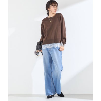 シップスカラーズ SHIPS Colors 〈手洗い可能〉レース コンビ ニット （グレー）｜詳細画像