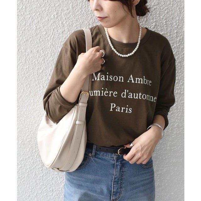 〈洗濯機可能〉レタリング ロゴ プリント TEE （ブラウン）