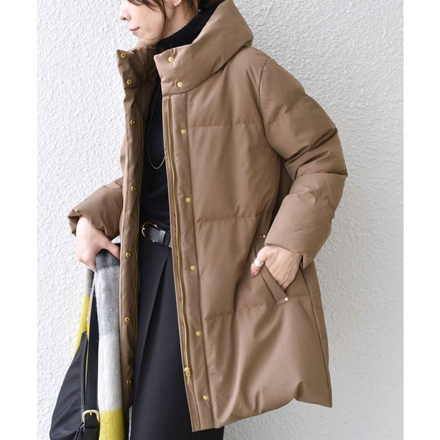 《予約》ストレッチタフタ ミドル ダウンコート◆ （ブラウン）