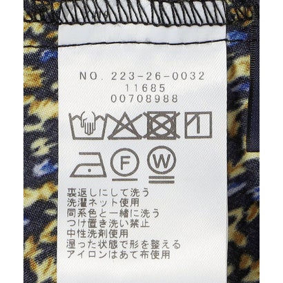 〈手洗い可能〉サテン プリント フレア スカート （ブラック）｜詳細画像
