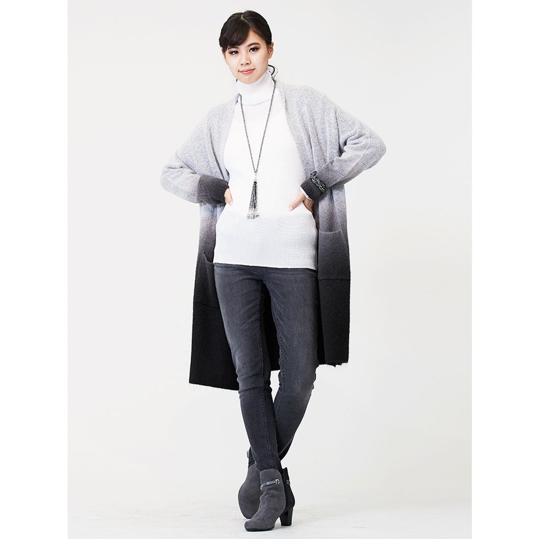 スペッチオ SPECCHIO ブークレーヘアリーニット カーディガン 