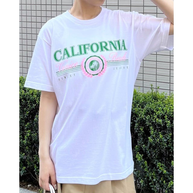 
                    CALIFORNIA Venice Beach デザインプリントTシャツ （ホワイト）