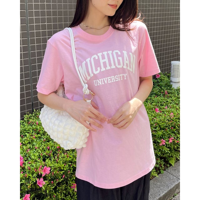 
                    カレッジロゴプリントTシャツ(半袖) （ピンク）