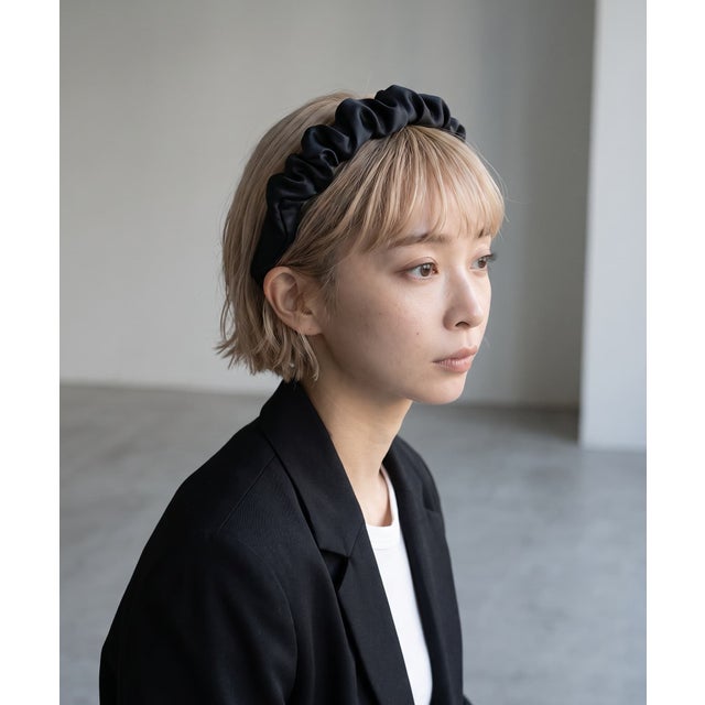 【BLK001】シルクヘアカチューシャ （ブラック）