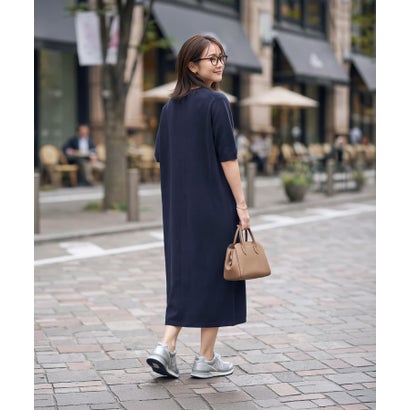 【LUXE】ウールカシミヤ6分袖ホールガーメントワンピース （ネイビー）｜詳細画像