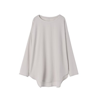 スタイルデリ STYLE DELI 【selection】パウダリージョーゼット長袖ブラウスTシャツ （ライトグレー）｜詳細画像