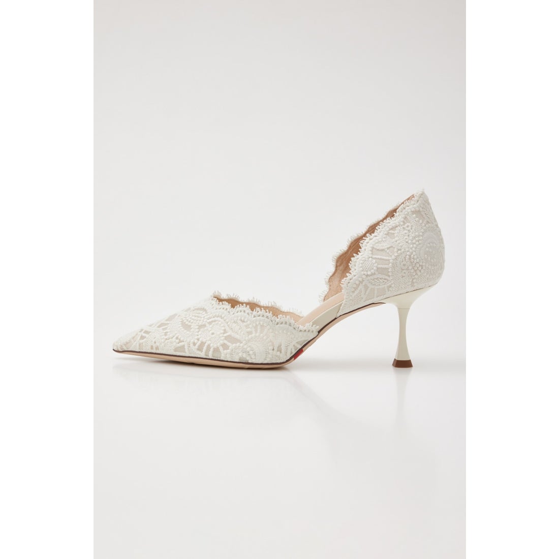 STACCATO レーシースカラップセパレートパンプス WHT -ファッション 