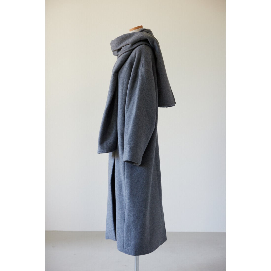 STYLEMIXER ショール付きウールノーカラーコート GRY -ファッション 