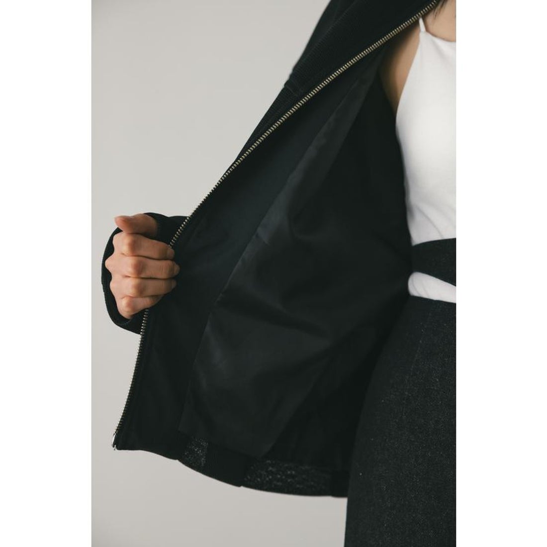 スタイルミキサー STYLEMIXER ボリュームメッシュブルゾン （BLK