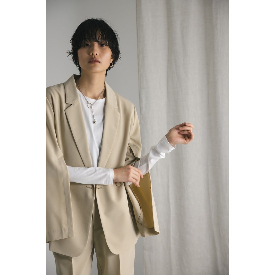 STYLEMIXER スリットテーラードジャケット BEG -靴＆ファッション通販 