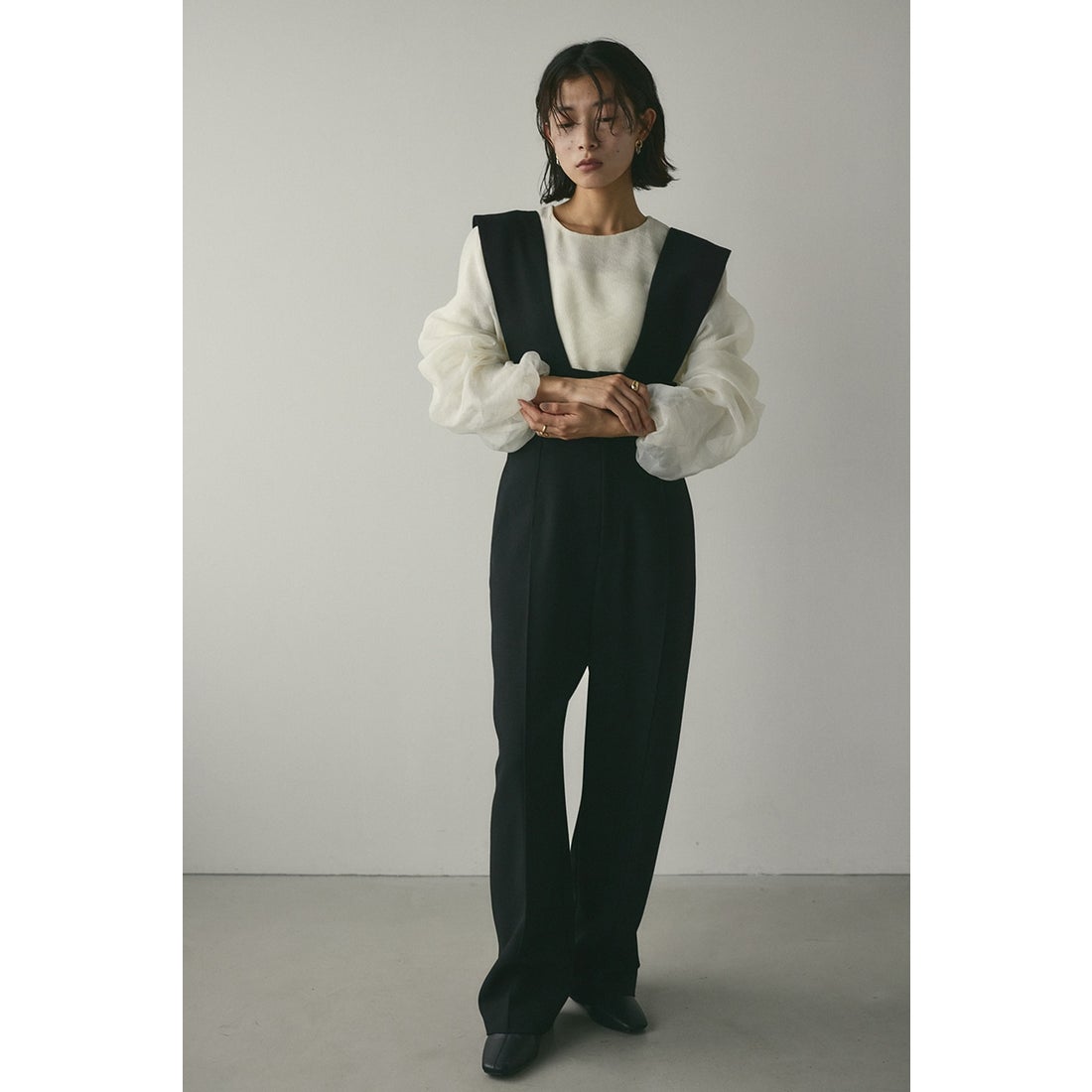 STYLEMIXER レイヤーギャザートップ BLK -靴＆ファッション通販 
