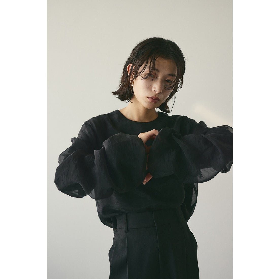 STYLEMIXER レイヤーギャザートップ BLK -靴＆ファッション通販 