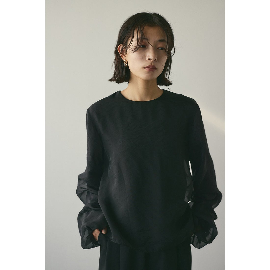 STYLEMIXER レイヤーギャザートップ BLK -ファッション通販 FASHION WALKER