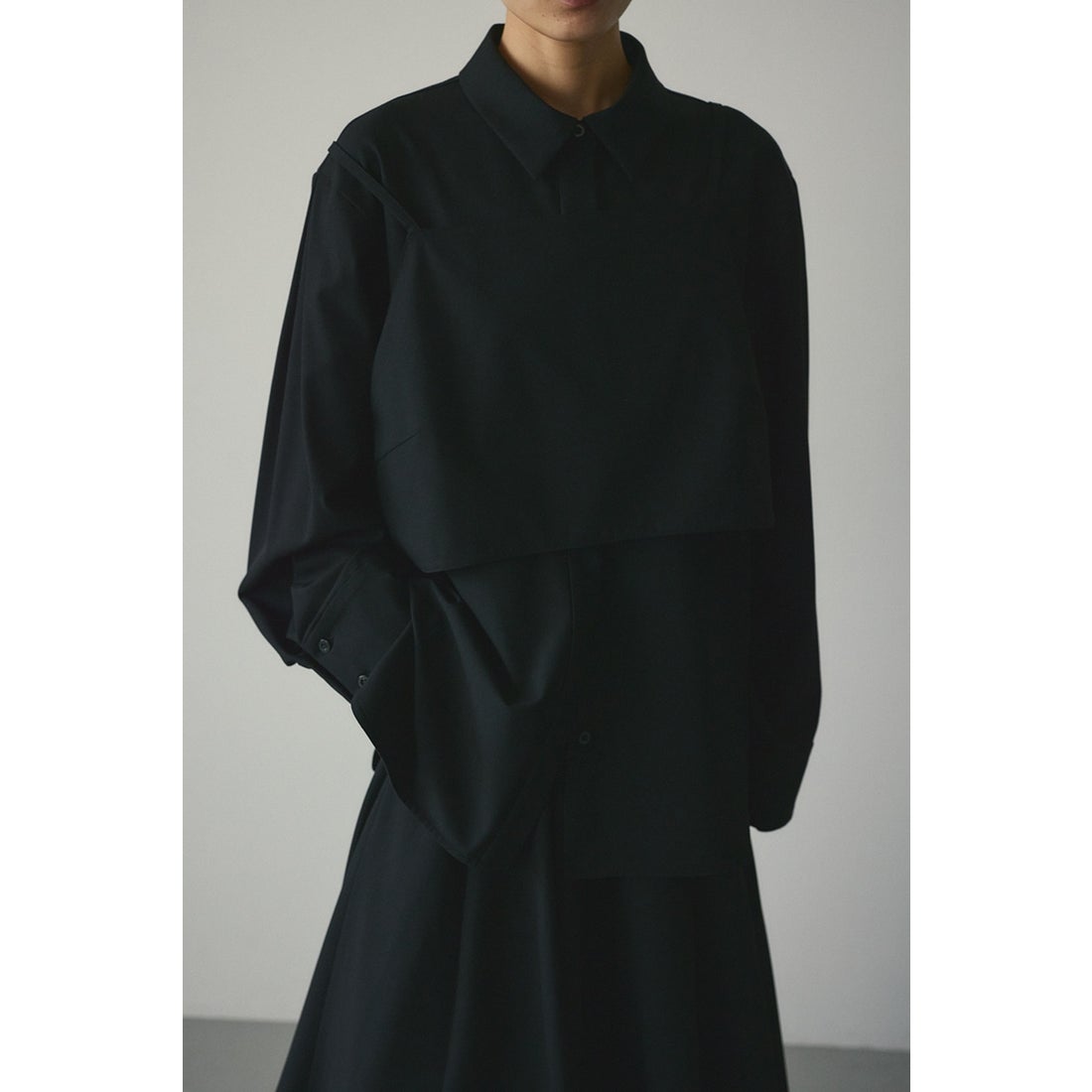 STYLEMIXER 2ピースキャミレイヤードシャツ BLK -ファッション通販