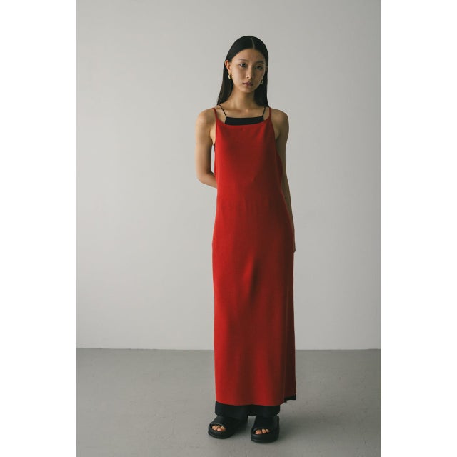ナローシルエットニットワンピース RED