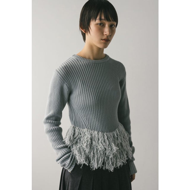 チュールフリンジペプラムニット GRY