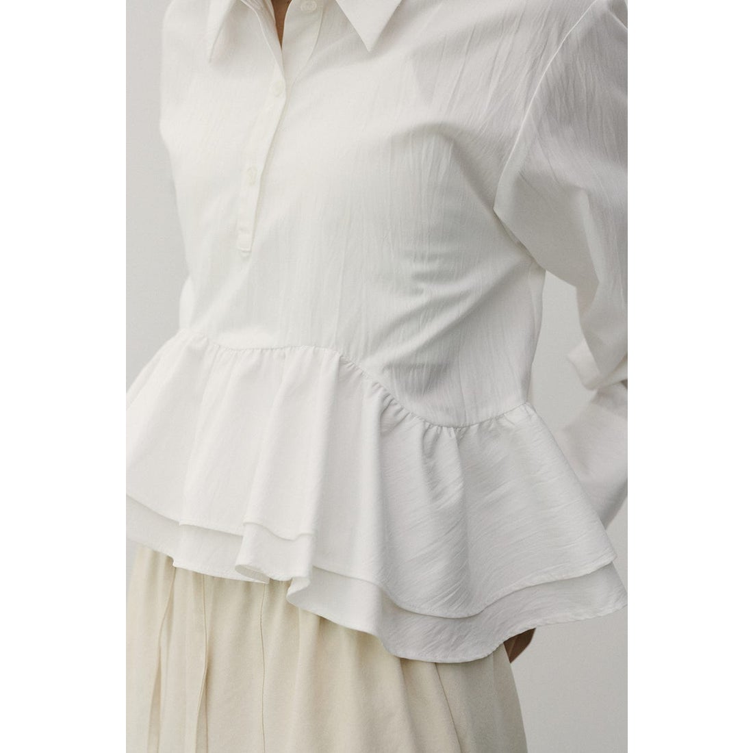 スタイルミキサー STYLEMIXER ヘムフリルシャツ （WHT） -ファッション